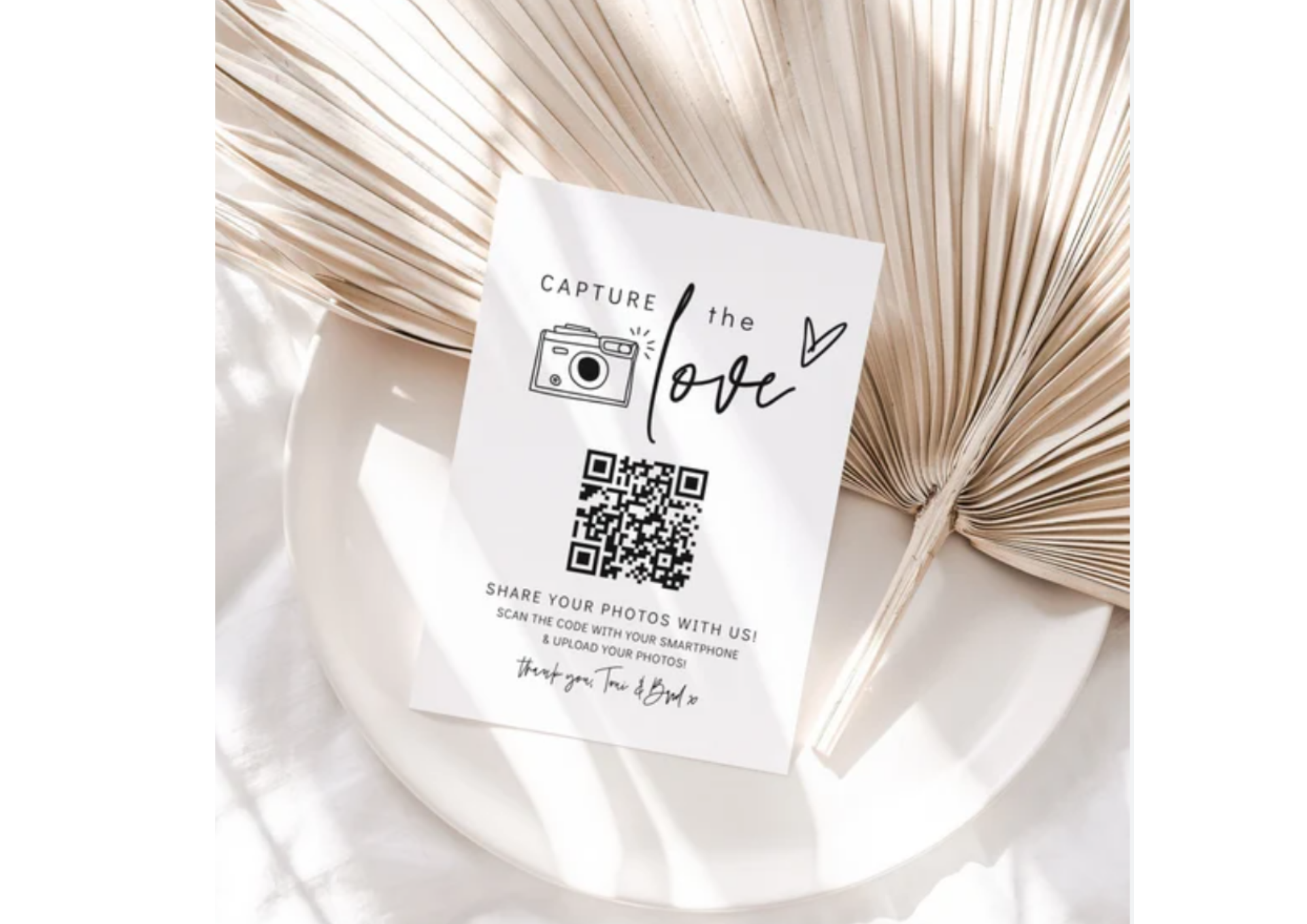 QR Code Karte für digitales Hochzeitsalbum zum abscannen